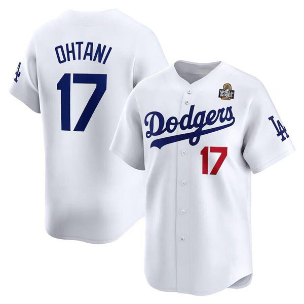 seanshop Los Angeles Dodgers #17 Shohei Ohtani White  2024 World Series Home Limited Cool Base Stitched Jersey
