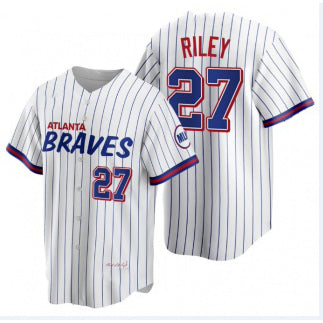 seanshop Atlanta Braves #27 Austin Riley 2021 City Connect Stitched White  Jersey