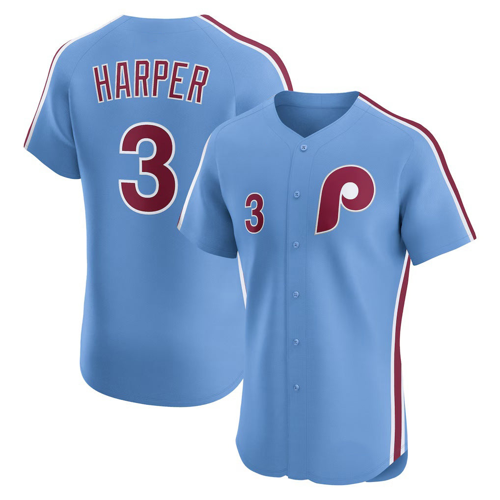 seanshop  Philadelphia Phillies #3 Bryce Harper Light Blue  Alternate Elite Jersey