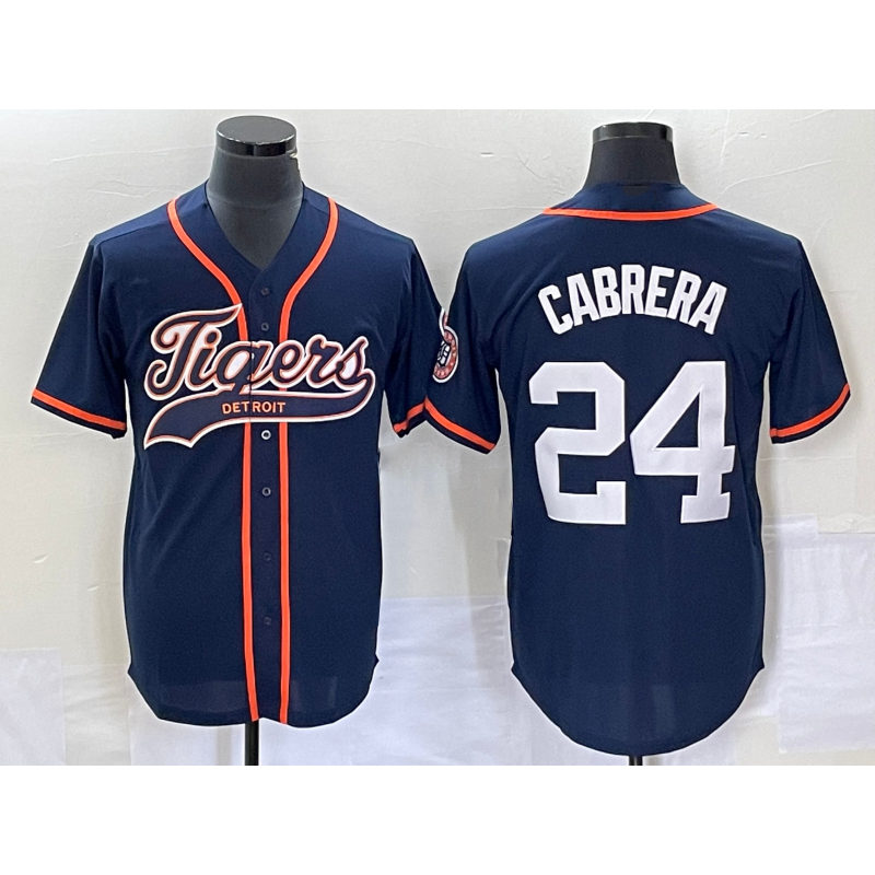 seanshop Detroit Tigers #24 Miguel Cabrera Navy  Cool Base Stitched Jersey