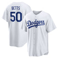 seanshop Los Angeles Dodgers #50 Mookie Betts White  Home Replica Player Name Jersey