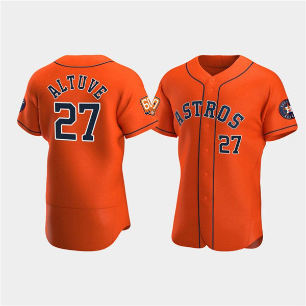 seanshop Houston Astros #27 Jose Altuve Orange  60th Anniversary Flex Base Stitched Jersey