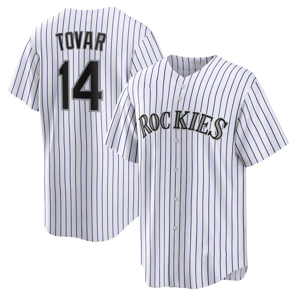 seanshop  Colorado Rockies #14 Ezequiel Tovar White  Home Replica Jersey