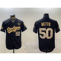 seanshop Los Angeles Dodgers #50 Mookie Betts Black Gold  2024 World Series With No. 34 Patch Limited Stitched Jersey