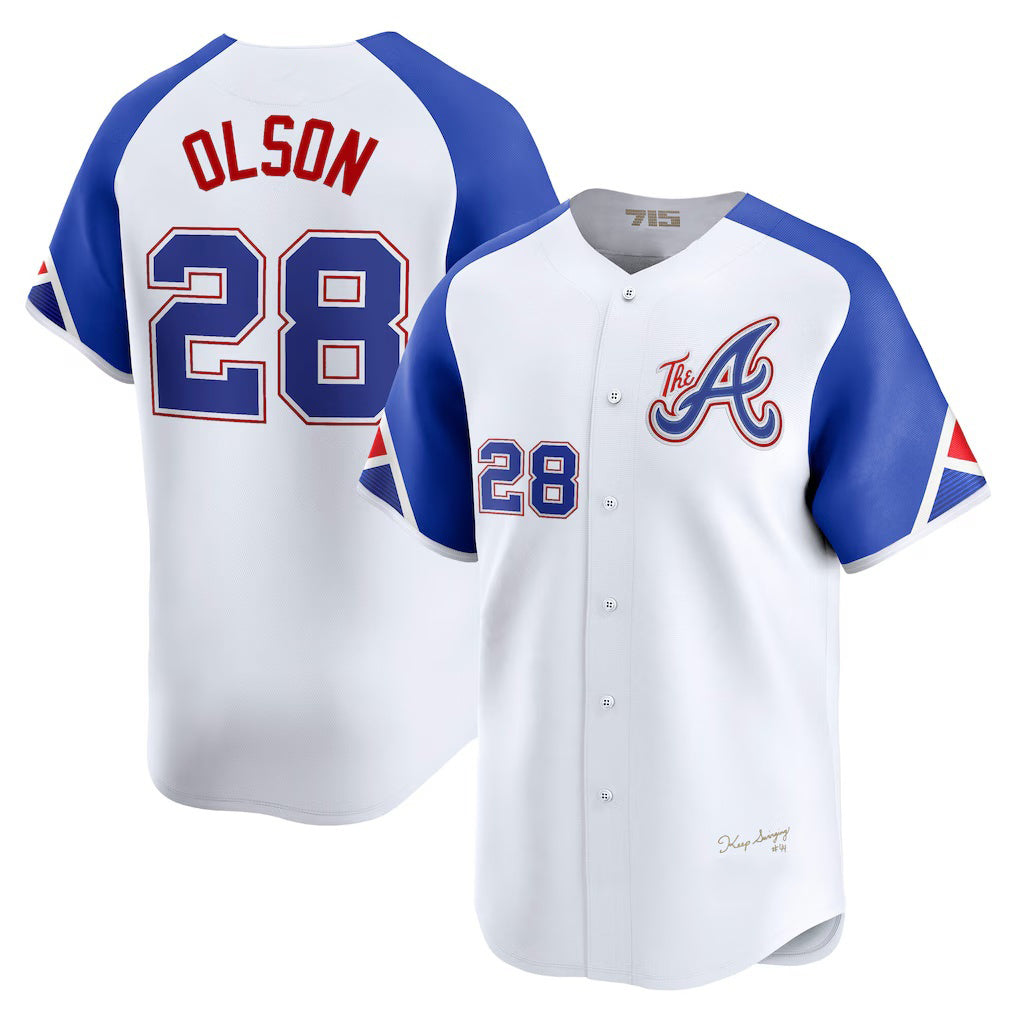 seanshop Atlanta Braves #28 Matt Olson White  City Connect Limited Player Jersey