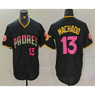 seanshop  San Diego Padres #13 Manny Machado Number Black  20th Anniversary Cool Base Stitched Jersey
