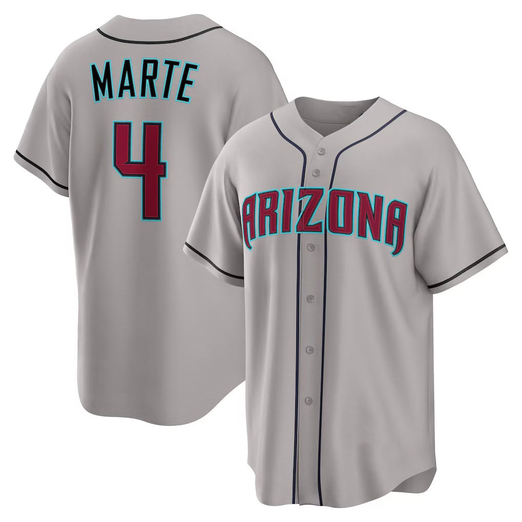 seanshop  Arizona Diamondbacks #4 Ketel Marte Gray  Road Replica Jersey