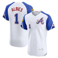 seanshop Atlanta Braves #1 Ozzie Albies White  City Connect Elite Jersey