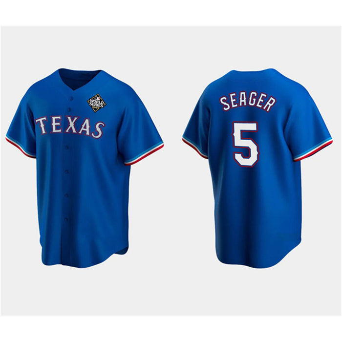 seanshop  Texas Rangers #5 Corey Seager Royal  2023 World Series Stitched Jersey