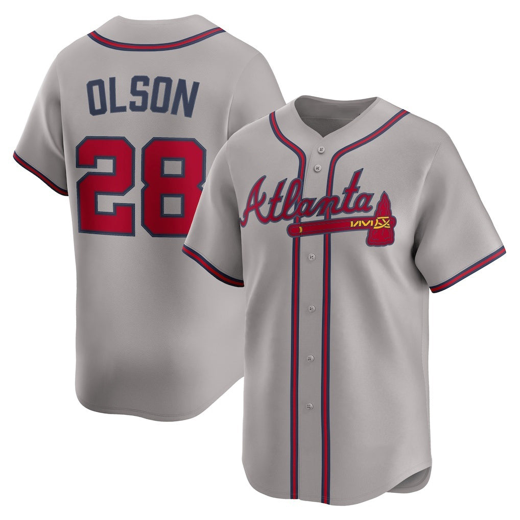 seanshop Atlanta Braves #28 Matt Olson Gray  Road Limited Player Jersey