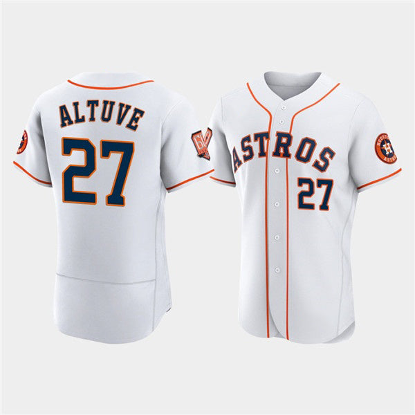 seanshop Houston Astros #27 Jose Altuve White  60th Anniversary Flex Base Stitched Jersey