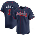 seanshop Atlanta Braves #1 Ozzie Albies Navy  2025 Speedway Classic Alternate Limited Stitched Jersey