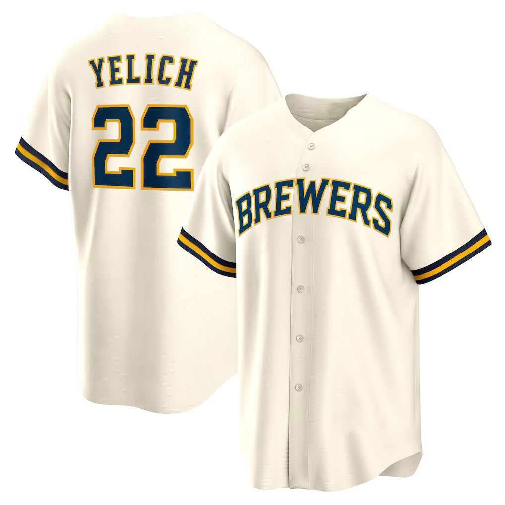 seanshop    Milwaukee Brewers #22 Christian Yelich White  Home Replica Jersey