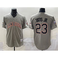seanshop  San Diego Padres #23 Fernando Tatis Jr. Gray  Fashion Throwback With Patch Cool Base Stitched Jersey