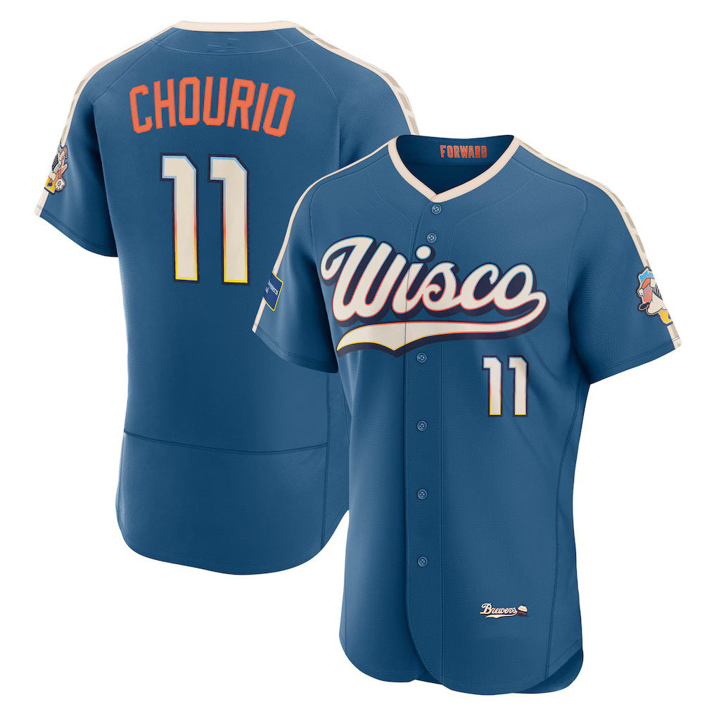 seanshop    Milwaukee Brewers #11 Jackson Chourio Mineral Blue  2026 City Connect Authentic Sponsor Patch Jersey