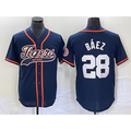 seanshop Detroit Tigers #28 Javier B¨¢ez Navy  Cool Base Stitched Jersey