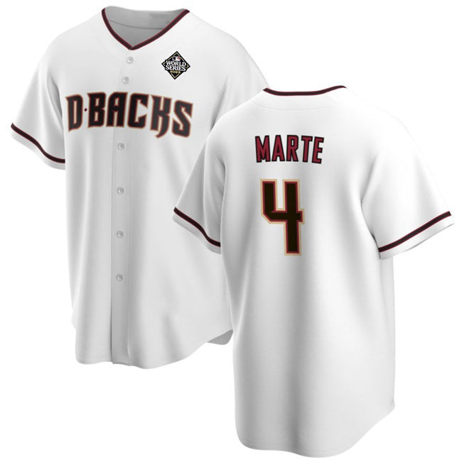 seanshop  Arizona Diamondbacks #4 Ketel Marte White  2023 World Series Cool Base Stitched Jersey