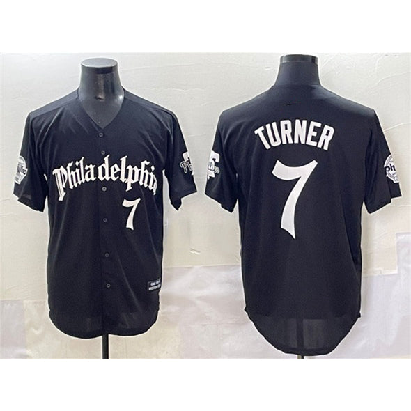 seanshop  Philadelphia Phillies #7 Trea Turner Black  Gothic Vapor Limited Stitched Jersey