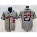 seanshop Houston Astros #27 Jose Altuve Number Grey  With Patch Stitched Cool Base Jersey