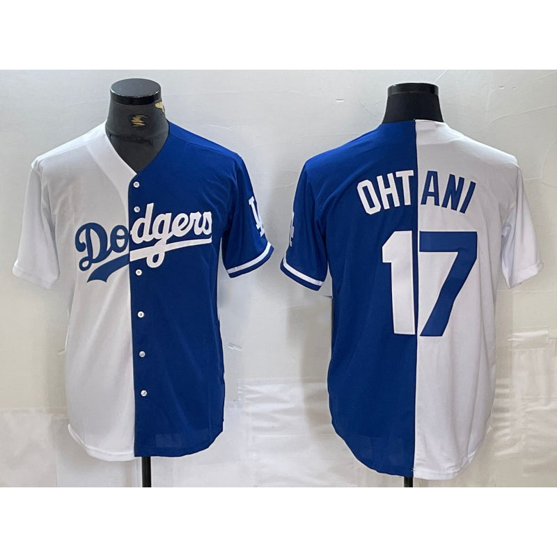 seanshop Los Angeles Dodgers #17 Shohei Ohtani White Blue  Two Tone Stitched Jerseys