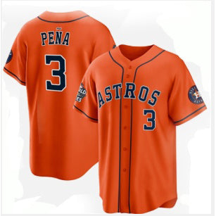 seanshop Houston Astros #3 Jeremy Pe?a Orange  2022 World Series Home Stitched Jersey