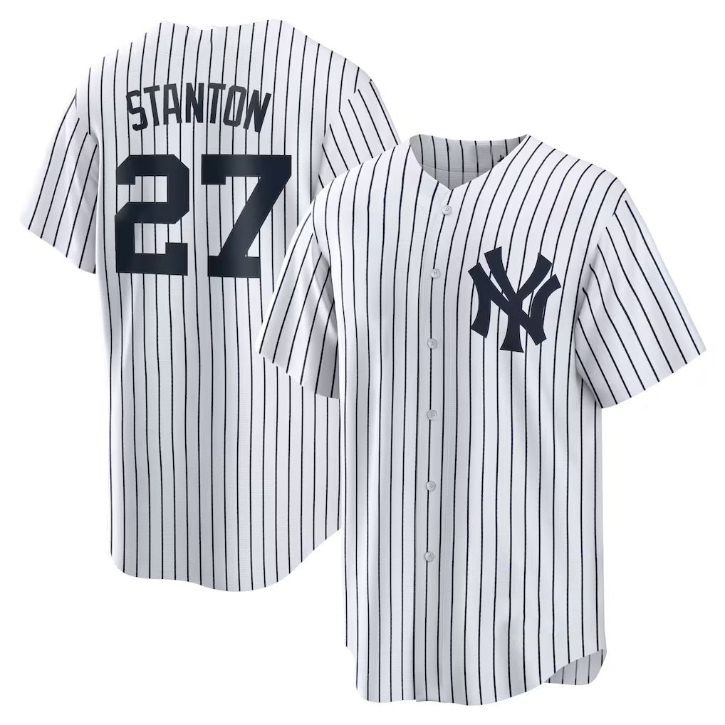seanshop  New York Yankees #27 Giancarlo Stanton White  Home Replica Player Name Jersey