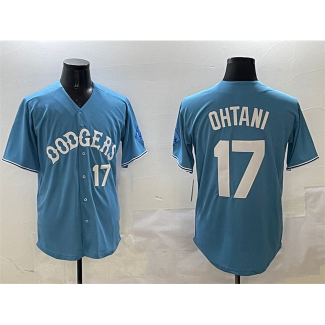 seanshop Los Angeles Dodgers #17 Shohei Ohtani Light Blue  Limited Stitched Jersey