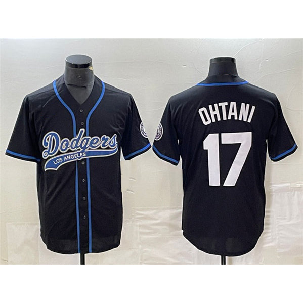 seanshop Los Angeles Dodgers #17 Shohei Ohtani Black  Cool Base With Patch Stitched Jersey 2