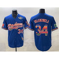 seanshop Los Angeles Dodgers #34 Fernando Valenzuela Royal  Mexico California Patch 2025 World Series Patch Stitched Jersey