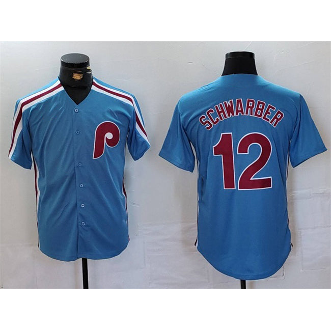 seanshop  Philadelphia Phillies #12 Kyle Schwarber Blue  Cool Base Stitched Jersey