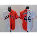 seanshop Houston Astros #44 Yordan Alvarez White Orange  Split Stitched Jersey