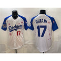 seanshop Los Angeles Dodgers #17 Shohei Ohtani White Royal  2025 World Series Champions Patch Tokyo Series Limited Stitched Jersey