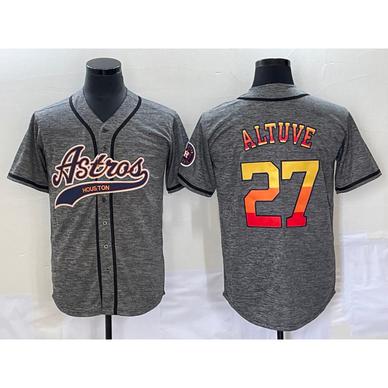 seanshop Houston Astros #27 Jose Altuve Grey  Gridiron Cool Base Stitched Jersey