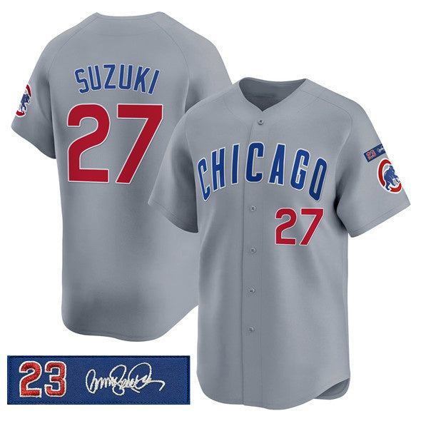 seanshop  Chicago Cubs #27 Seiya Suzuki Gray  'Ryne Sandberg Tribute' Vapor Limited V3 Stitched Jersey