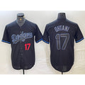 seanshop Los Angeles Dodgers #17 Shohei Ohtani Number Lights Out Black  Fashion Stitched Cool Base Jersey