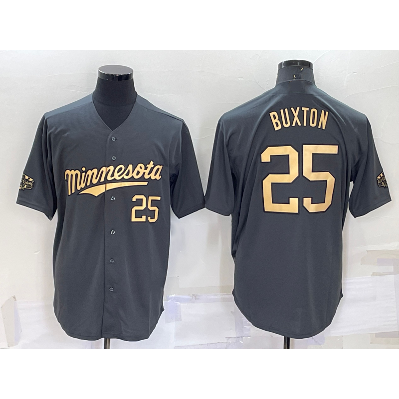 seanshop  Minnesota Twins #25 Byron Buxton Number Grey  2022 All Star Stitched Cool Base Jersey