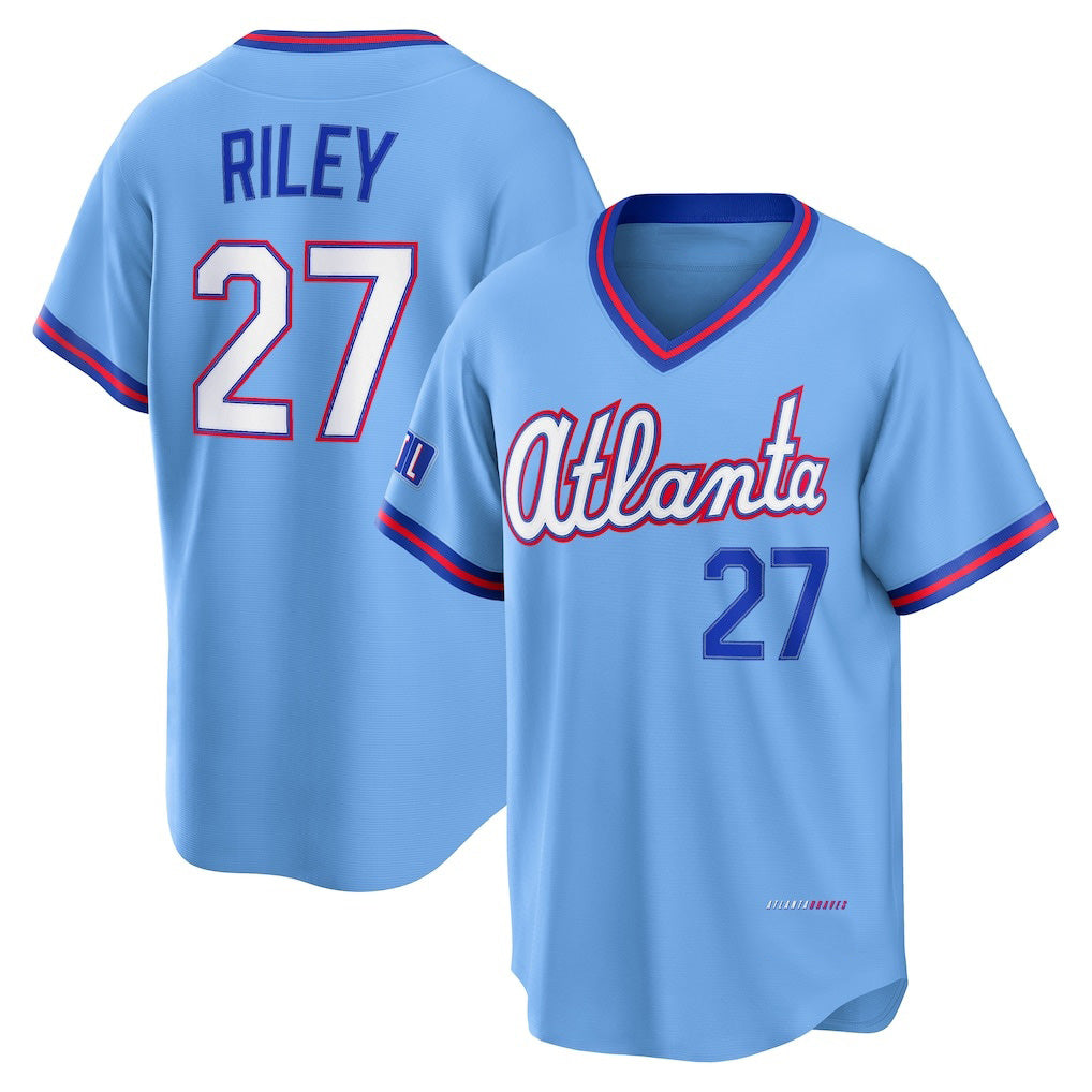 seanshop Atlanta Braves #27 Austin Riley Powder Blue  2026 City Connect Stadium Jersey
