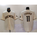 seanshop    Milwaukee Brewers #11 Jackson Chourio Cream  Stitched Cool Base Jersey 2