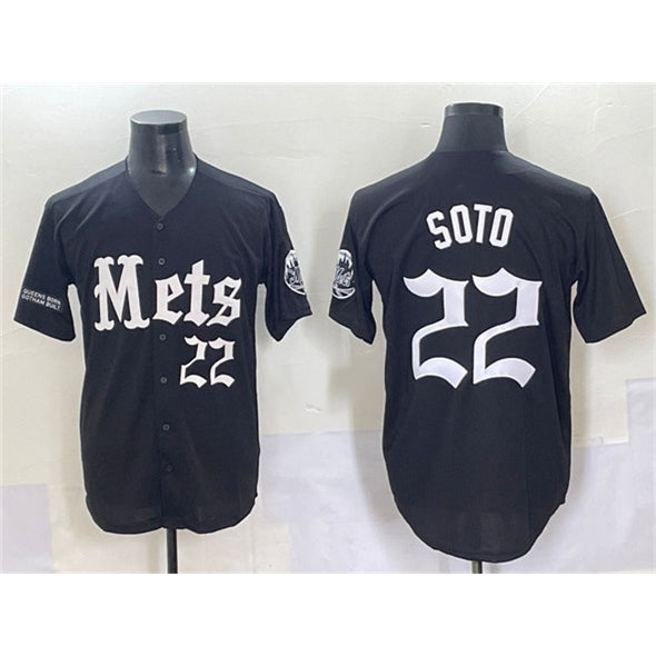 seanshop  New York Mets #22 Juan Soto Black  'Gotham Gothic Edition' Vapor Premier Limited Stitched Jersey