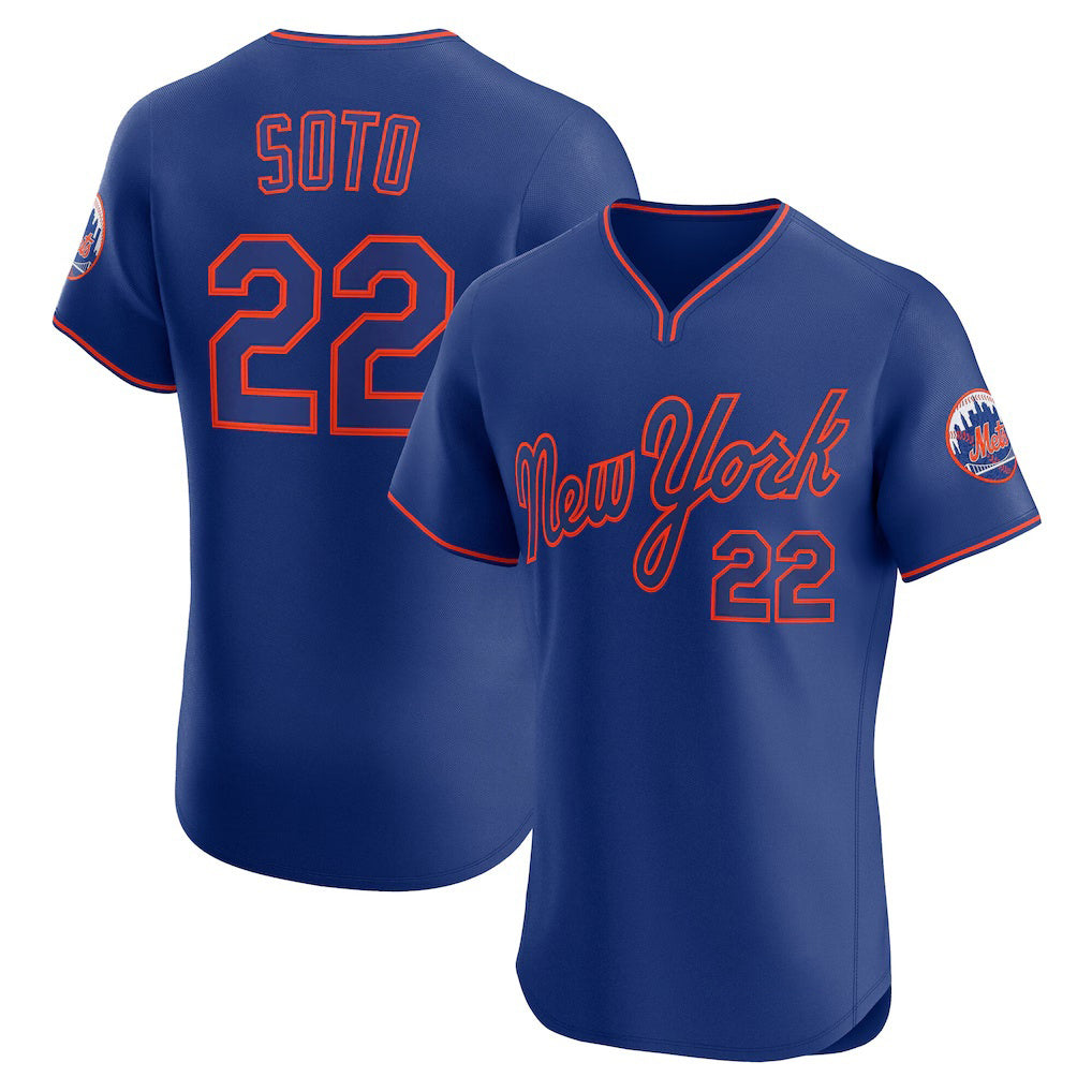 seanshop  New York Mets #22 Juan Soto Royal  Alternate 2 Elite Jersey