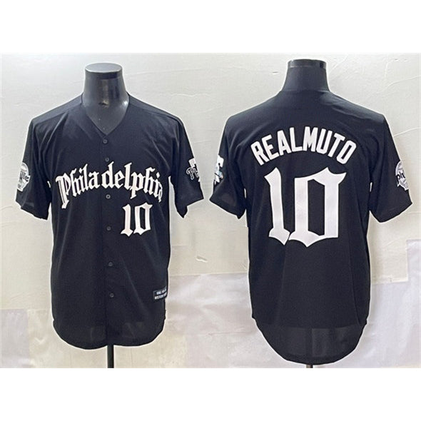 seanshop  Philadelphia Phillies #10 J.T. Realmuto Black  Gothic Vapor Limited Stitched Jersey