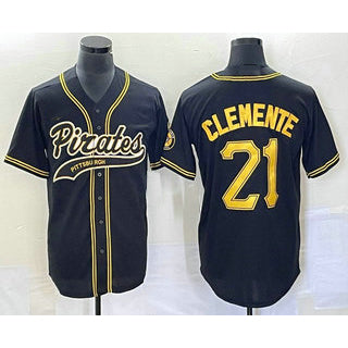 seanshop  Pittsburgh Pirates #21 Roberto Clemente Black  Cool Base Stitched Jersey