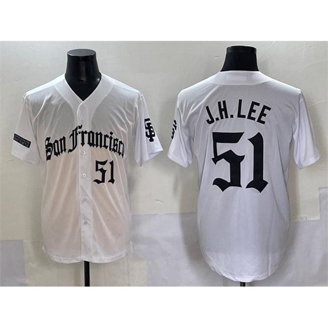 seanshop  San Francisco Giants #51 Jung Hoo Lee White  'Gothic Fog Edition' Vapor Premier Limited Stitched Jersey
