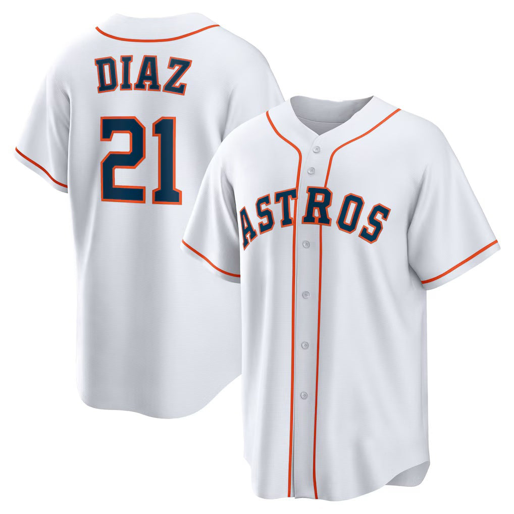 seanshop Houston Astros #21 Yainer Diaz White  Home Replica Jersey