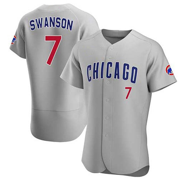 seanshop  Chicago Cubs #7 Dansby Swanson Gray  Flex Base Stitched Jersey
