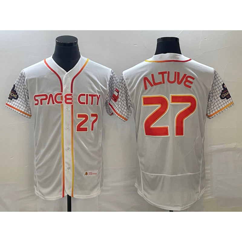 seanshop Houston Astros #27 Jose Altuve Number White  2023 City Connect Flex Base Stitched Jersey 2