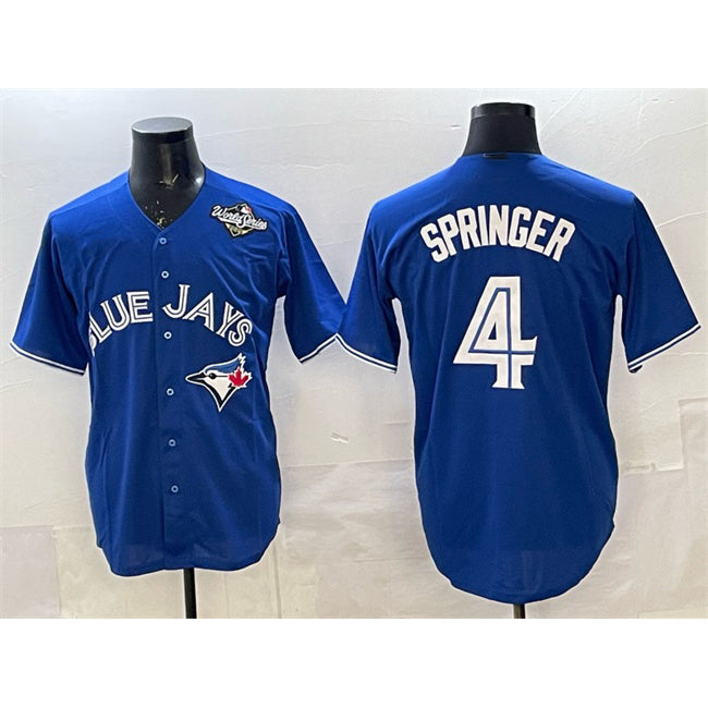 seanshop   Toronto Blue Jays #4 George Springer Navy  2025 World Series Home Cool Base Stitched Jersey