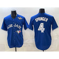 seanshop   Toronto Blue Jays #4 George Springer Navy  2025 World Series Home Cool Base Stitched Jersey