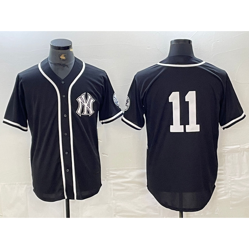 seanshop  New York Yankees #11 Anthony Volpe No Name Black White  Cool Base Stitched Jersey