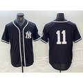 seanshop  New York Yankees #11 Anthony Volpe No Name Black White  Cool Base Stitched Jersey